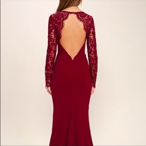 Whenever You Call Wine Lace Maxi Dress